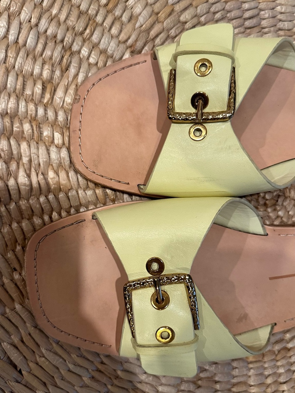Dolce Vita Lemon / Butter Yellow Buckle Slide Sandals - Picture 3 of 4